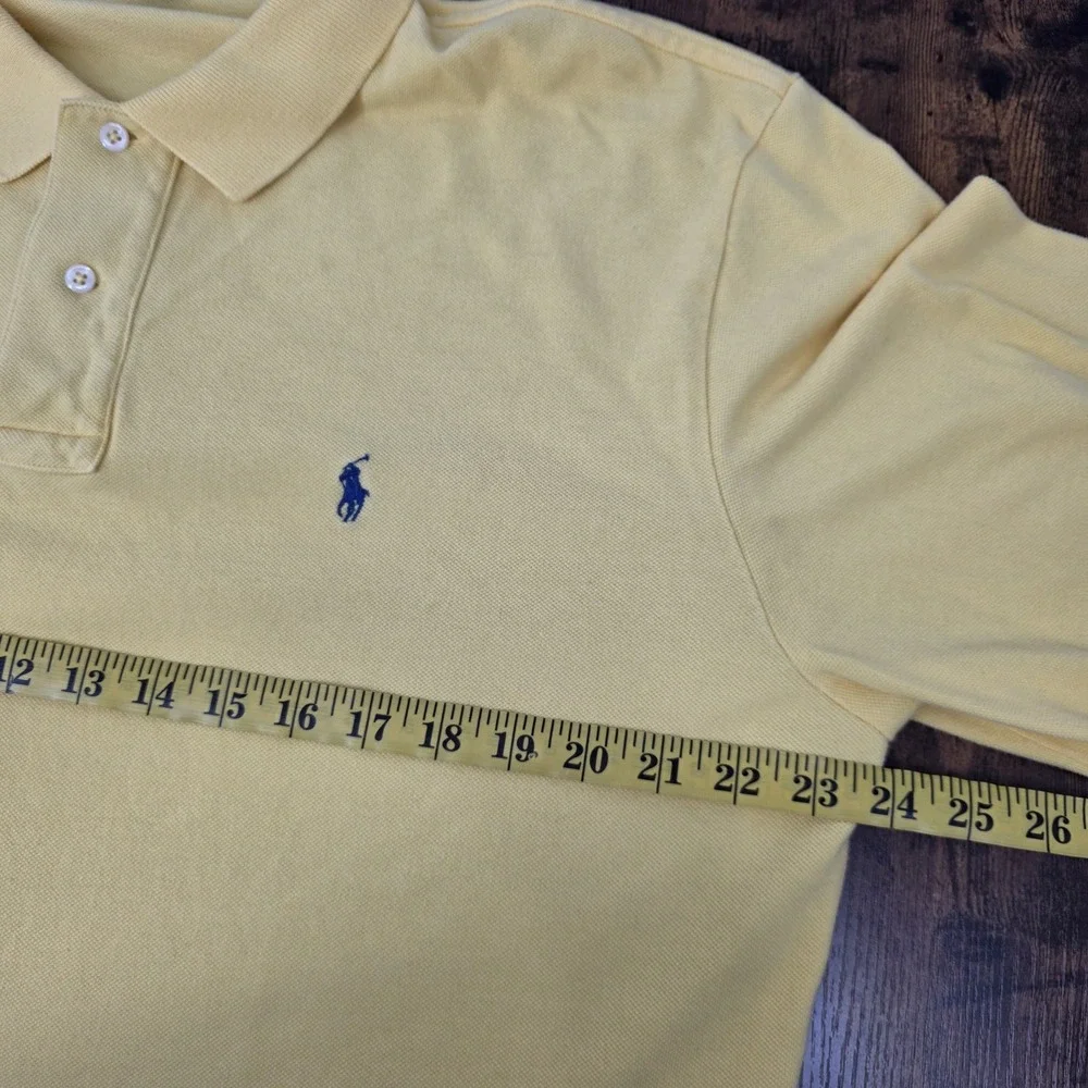 Polo Ralph Lauren‎ Polo Shirt Mens XL Yellow Solid Made in USA Casual Pony